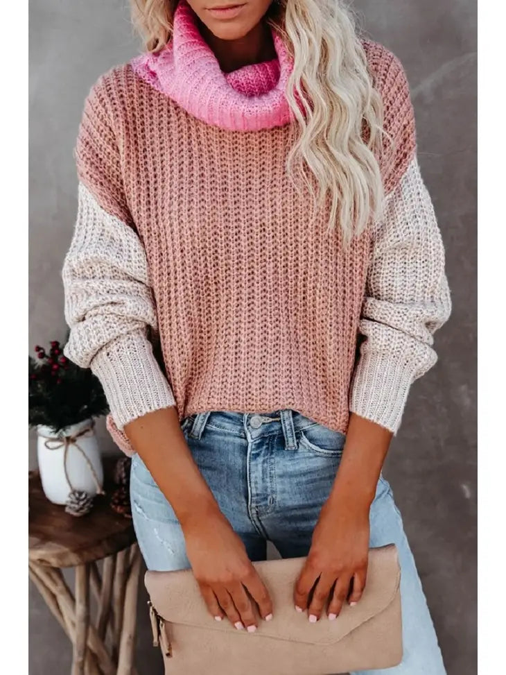 Pink High Neck Sweater