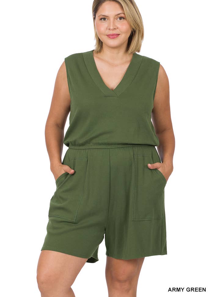 SLEEVELESS ROMPER WITH POCKETS